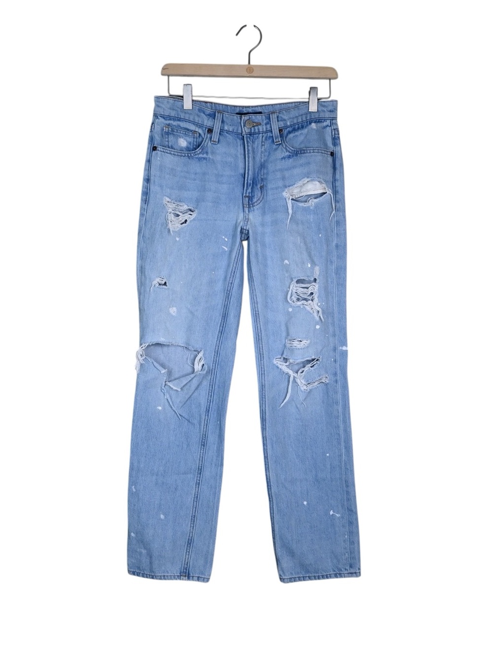 Lucky Brand Women's 0/25R Paint Drip Mid Rise Boy Jean